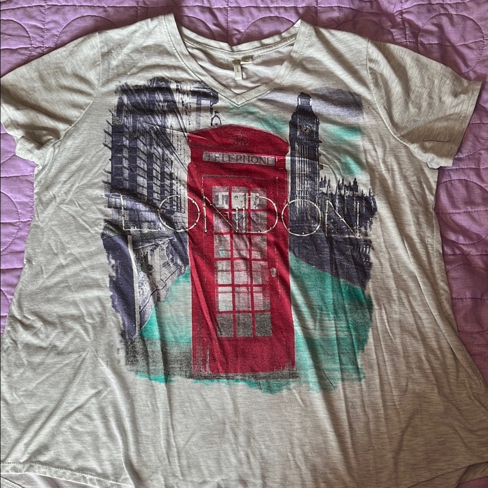 Cato Red and Gray London Graphic Tee